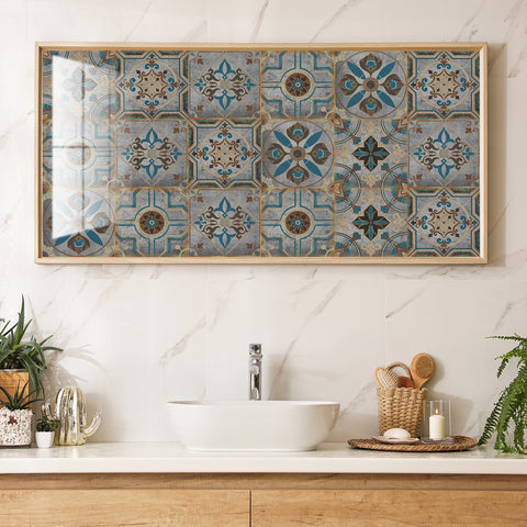 Retro Blues: The Artistic Journey of Tile Stickers