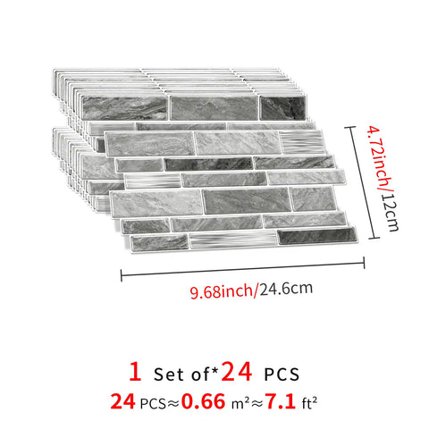 Special Shaped Marble Tile Sticker (Light Grey) 12pcs Peel And Stick Wallpaper Luxury and Elegant Style Wall Decor