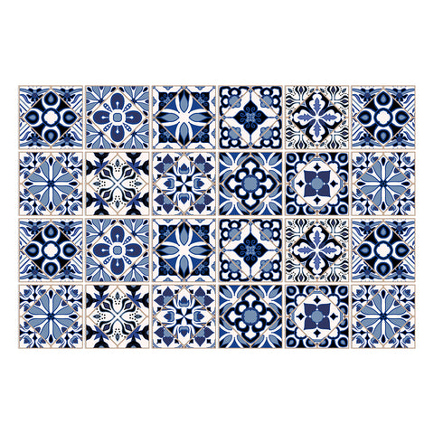 Blue and white classic tile stickers: interpreting the eternal elegance