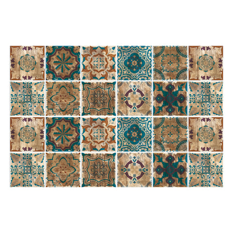 Retro blue-brown tile stickers: interpreting the artistic beauty of the years