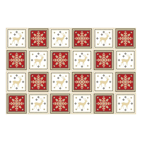 Festive Red and White Tiles Creative tile stickers