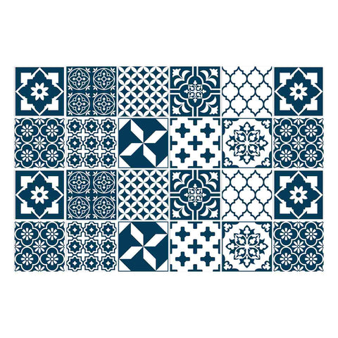 Blue and White Geometric Tiles Creative tile stickers