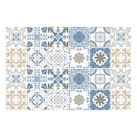 Blue-brown elegant tile stickers: inject retro charm into the space