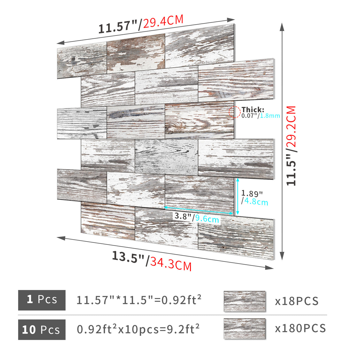 Vintage-Inspired Soft Gray and White Wood Peel and Stick Tile – Durable PVC with Unique Patterns