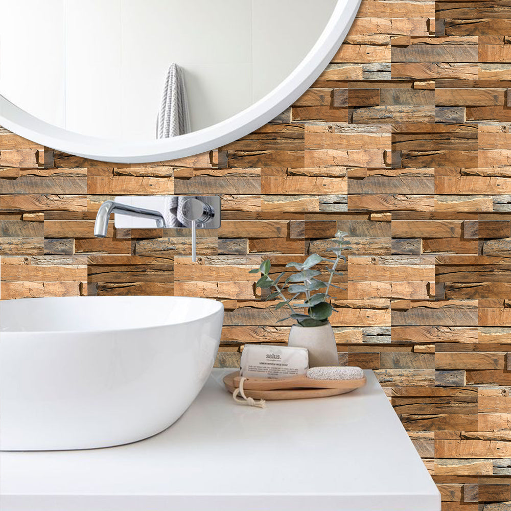 Waterproof Vintage Sandalwood Texture Wallpaper for Study Remodeling for Bathroom