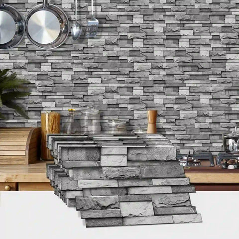 Special Shaped Marble Tile Sticker (Dark Grey) 12pcs Peel And Stick Wallpaper Luxury and Elegant Style Wall Decor