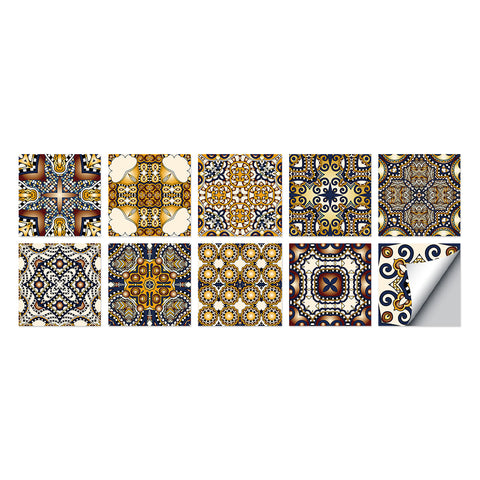 Retro brown and gold tone: the luxurious ancient charm of tile stickers