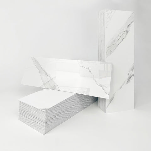 White Classic Marble Wall Stickers for Kitchen Backsplash and Bathroom Walls