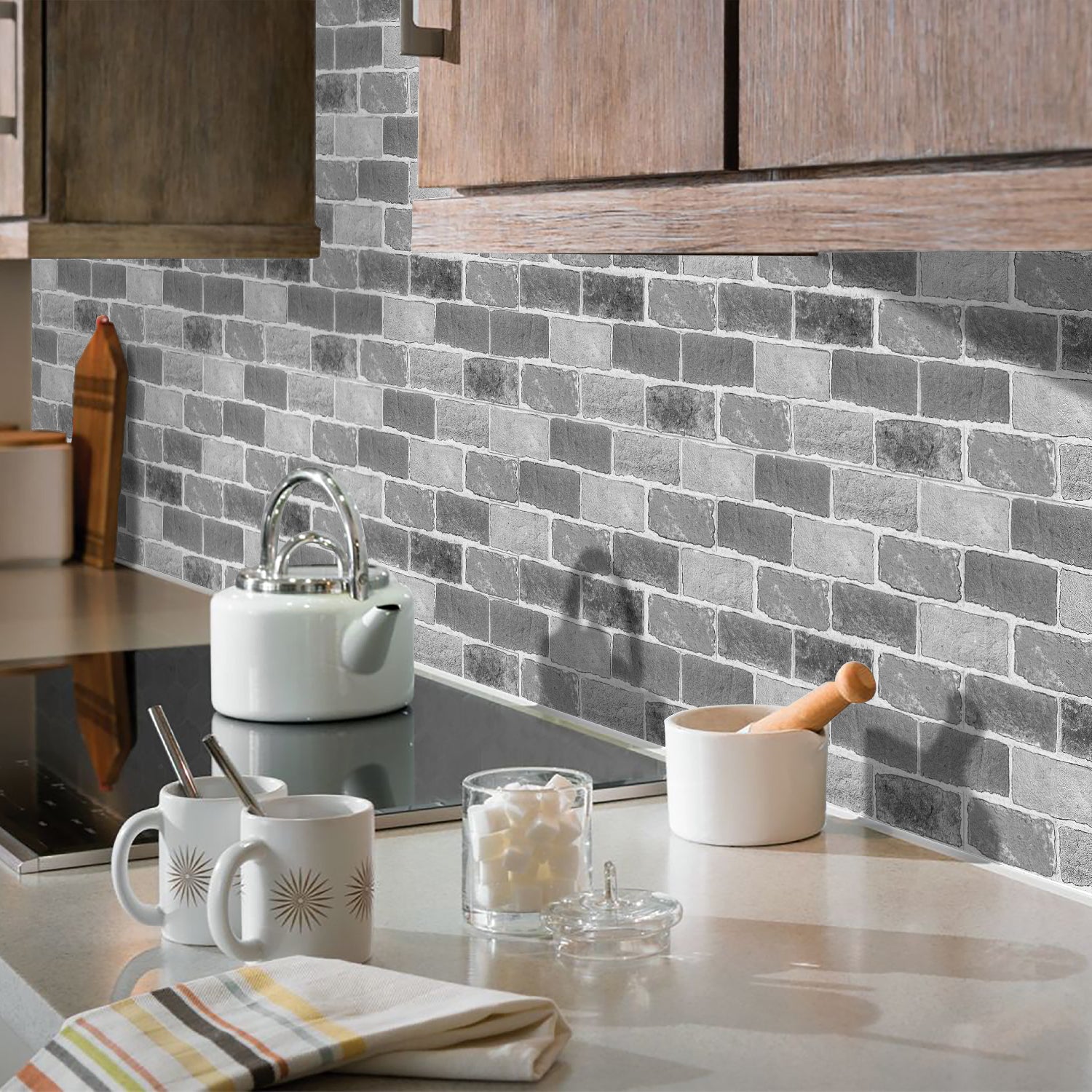 stone wall wallpaper kitchen