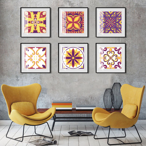 Gorgeous purple and yellow tone: the artistic bloom of tile stickers