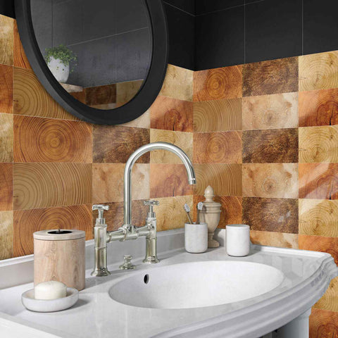 Effect Stick on Tiles for Bathroom Walls, Kitchen Backsplash, and Easy Home Renovation