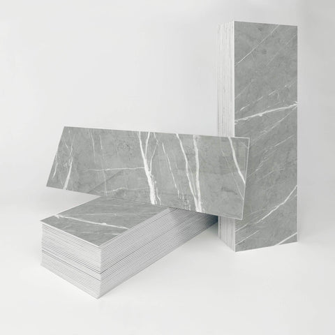 Gray Veined Marble Self-Adhesive Stair Stickers for Bathroom and Home Decor