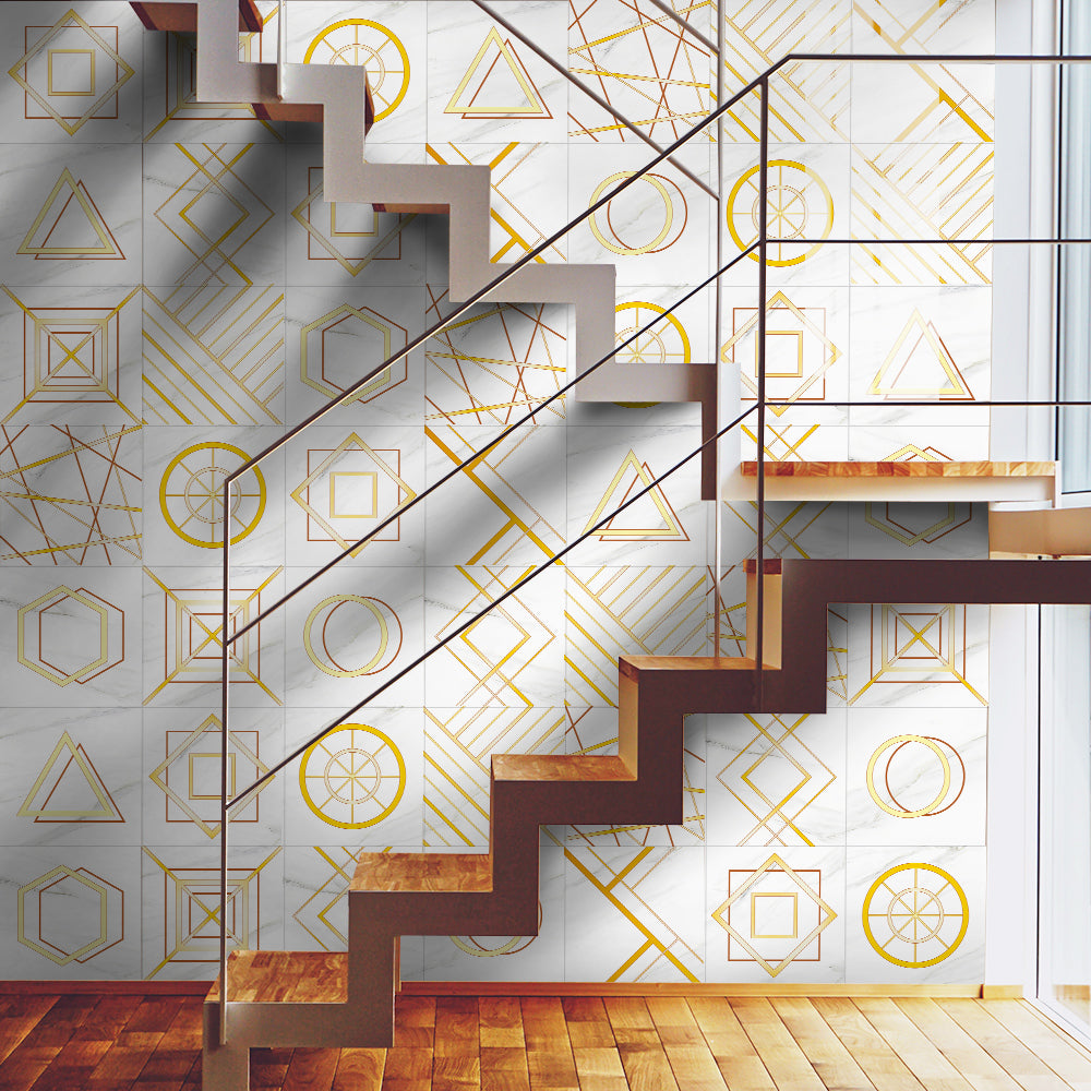 Luxury gold and white tone: the noble elegance of tile stickers