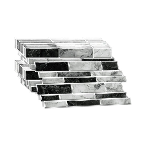 Special Shaped Marble Tile Sticker (Mixed Grey) 12pcs Peel And Stick Wallpaper Luxury and Elegant Style Wall Decor