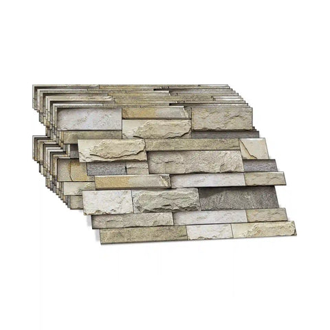 Special Shaped Marble Tile Sticker (Light Brown) 12pcs Peel And Stick Wallpaper Luxury and Elegant Style Wall Decor