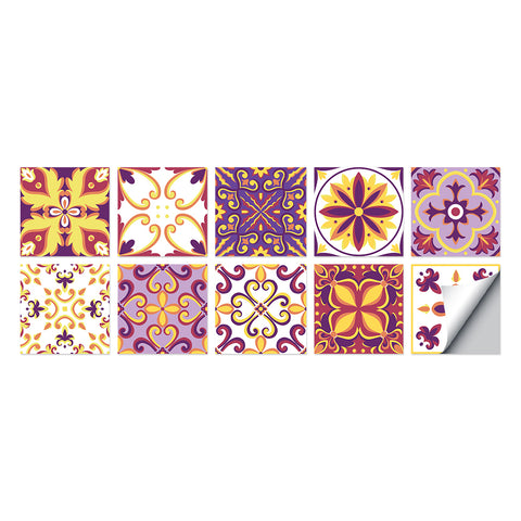 Gorgeous purple and yellow tone: the artistic bloom of tile stickers