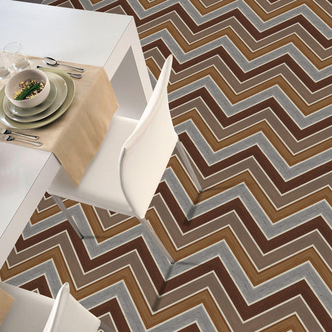 Multicolor Twill Wood Floor Wallpaper for Dining Room