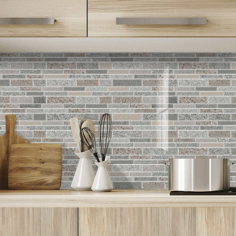 Grey White Modern Minimalist Wall Tile Shaped Stickers 12PCS