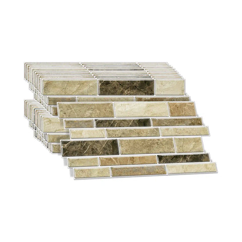 Special Shaped Marble Tile Sticker (Dark Yellow) 12pcs Peel And Stick Wallpaper Luxury and Elegant Style Wall Decor