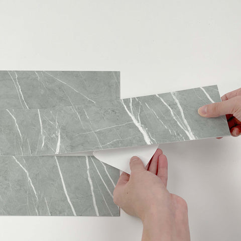 Gray Veined Marble Self-Adhesive Stair Stickers for Bathroom and Home Decor