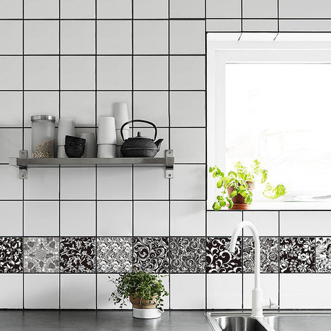 Classic black and white: the eternal elegance of tile stickers