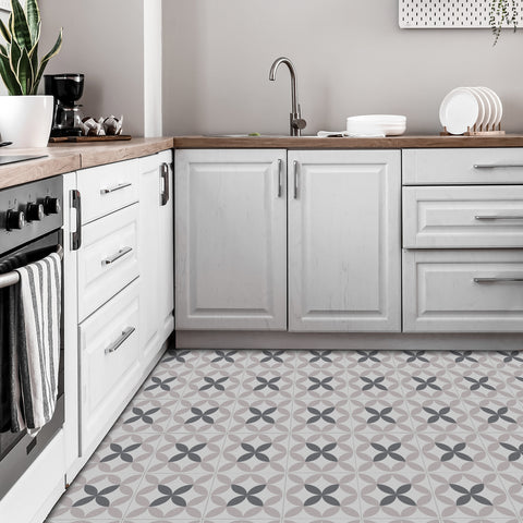 The Nordic symphony of mauve and gray, the simple beauty of art floor stickers