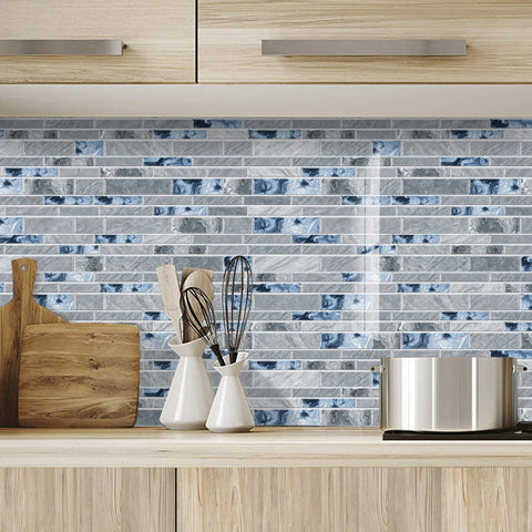 Blue Modern Minimalist Wall Tile Shaped Stickers 12PCS