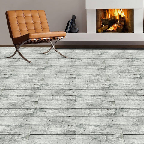 Gray-White Rustic Wood Plank Flooring Decal