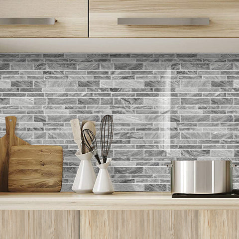 Grey Modern Minimalist Wall Tile Shaped Stickers 12PCS