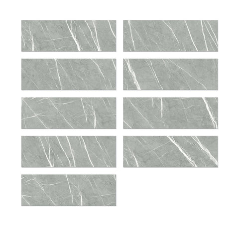 Gray Veined Marble Peel and Stick Floor Tile Stickers Waterproof