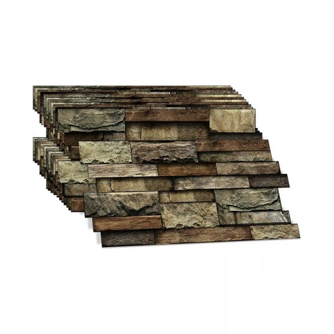 Special Shaped Marble Tile Sticker (Dark Brown) 12pcs Peel And Stick Wallpaper Luxury and Elegant Style Wall Decor