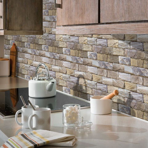 stone wallpaper kitchen