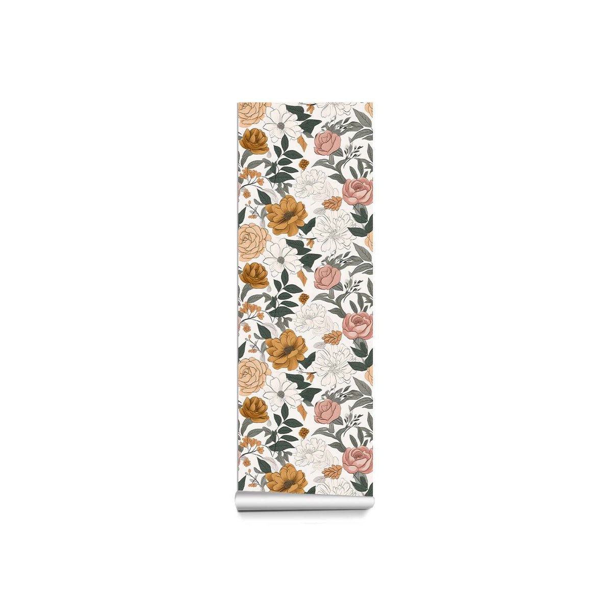 Vintage Floral Wallpaper - Elegant Intertwining of Warm Tones and Delicate Flowers