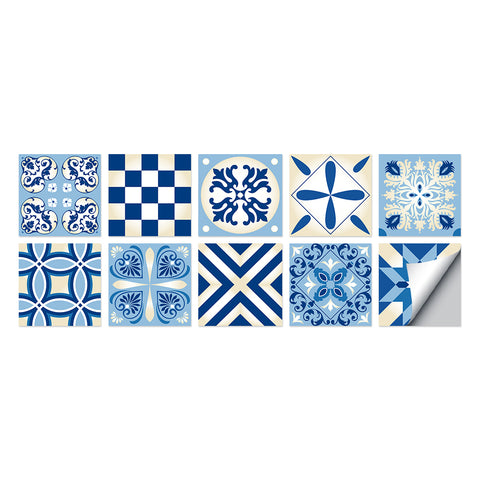 Fresh blue and white: the simple beauty of tile stickers