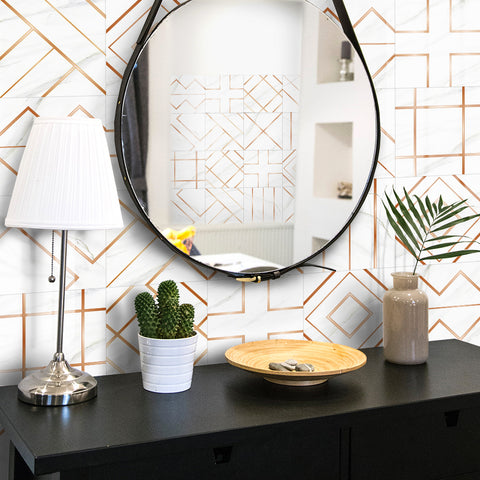 Modern gold and white: the stylish simplicity of tile stickers