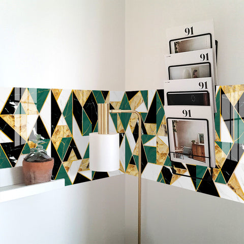 Classic green and gold tone: the elegant style of tile stickers