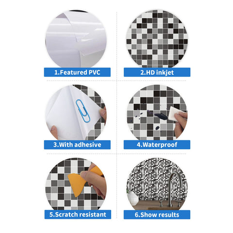 Grey mosaic Creative tile stickers