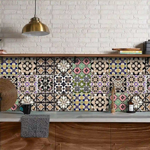 Colorful floral tile stickers, light up the beauty of space