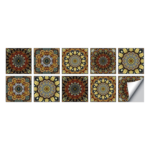 Retro brown and gold: the exotic style of tile stickers