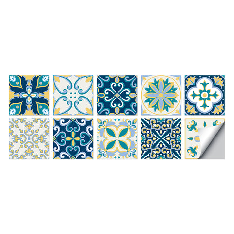 Fresh blue and yellow: the artistic vitality of tile stickers