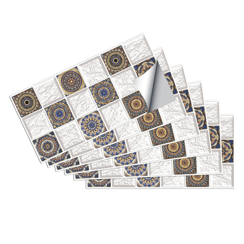 White and Brown Peel and Stick Marble Texture Floor Tiles Stickers Nature and Symmetry