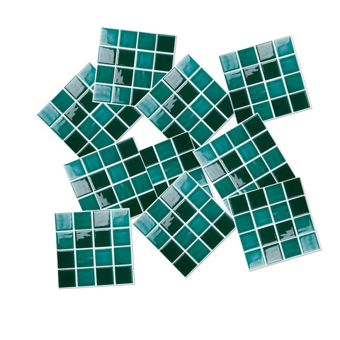 Dark Green Stone Wallpaper Stonelike Mosaic Wall Tiles Sticker Peel and Stick Luxury