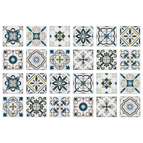 24Pcs Geometry Decorative Stickers 4x4 6x6 8x8 Inches， Peel and Stick Backsplash Tile Stickers, Wall Stickers Self Adhesive Removable Waterproof for Kitchen Backsplash，Staircase，Stick on Tiles