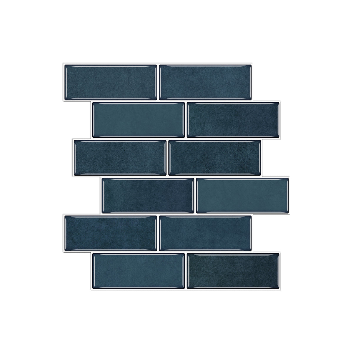 Dark Blue Minimalism Imitation Glue Shaped Marble Wall Tiles 12Pcs Stickers