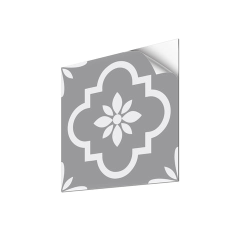 Grey and White Floor Tile Stickers Marble Texture Modern Geometric Peel and Stick