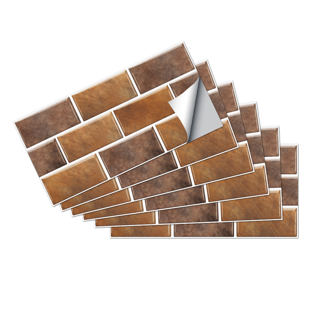 Warm Brown Marble Textured Floor Stickers Rustic Peel and Stick