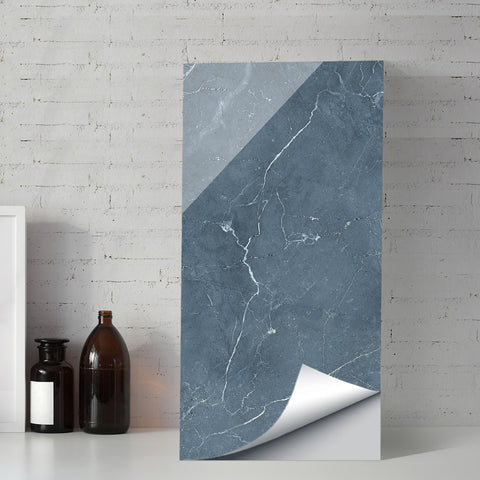 Gray and White Marble Floor Sticker Mirrored Environmentally Friendly Easy Installation