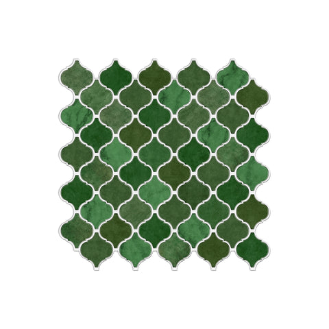 Retro Green Imitation Glue Shaped Marble Wall Tiles 12Pcs Stickers