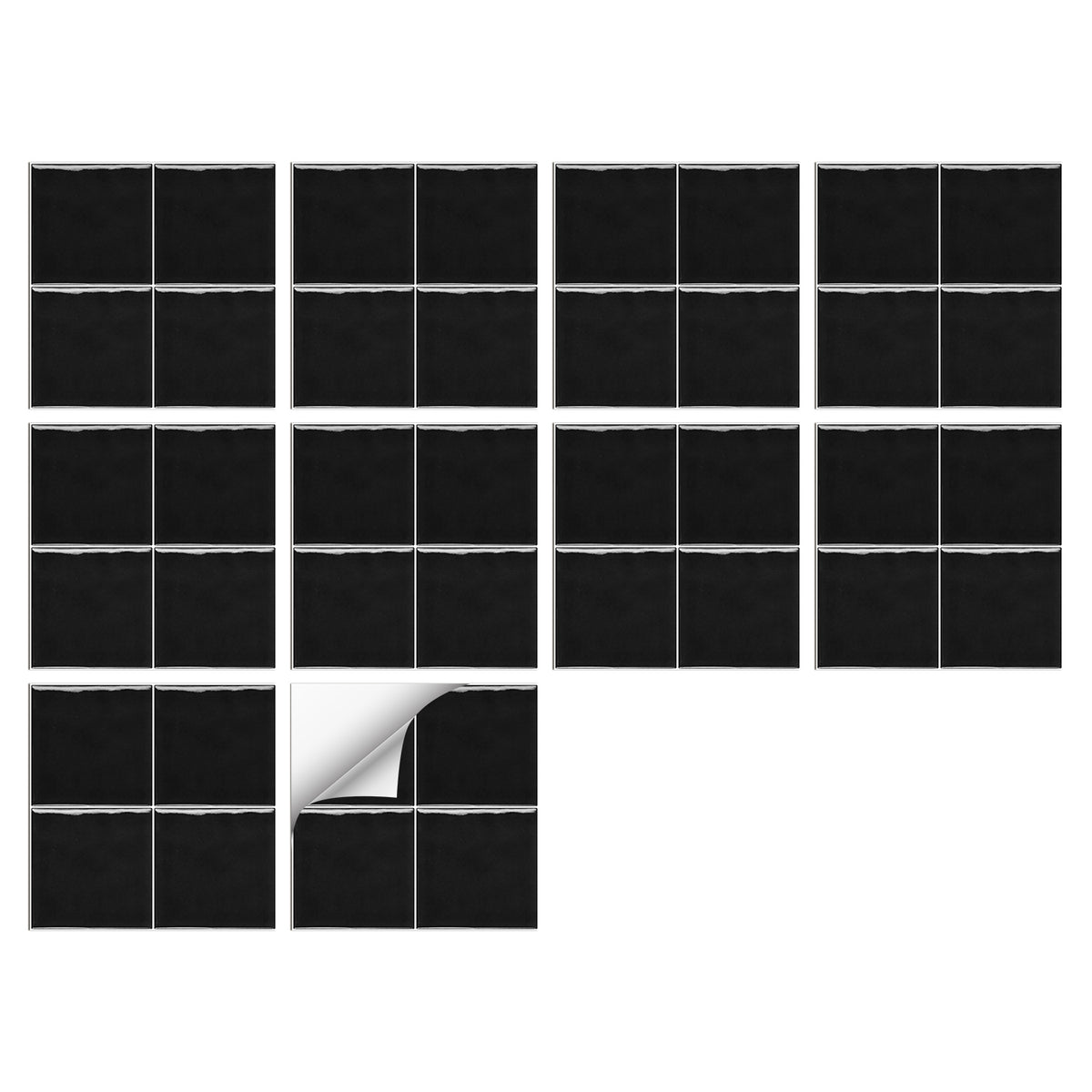 Black Classic Wallpaper Glazed Square Tile Sticker 10PCS