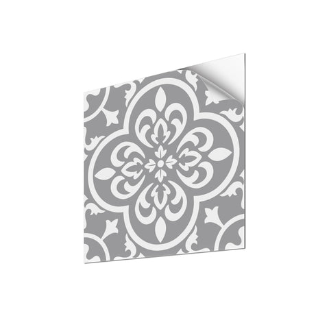 Grey and White Flowers Marble Texture Floor Stickers Tile Modern Peel and Stick